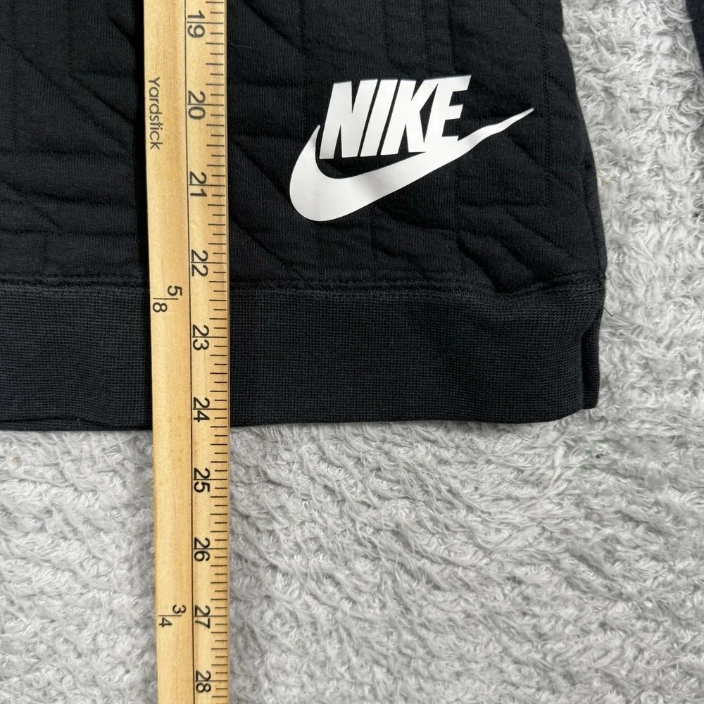 Nike Sportswear Fleece Quilted Sweatshirt Girls Size XL Black Pockets AQ6367-621
